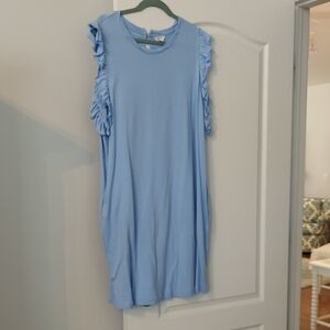 Light Blue Sleeveless Dress with Ruffle Details